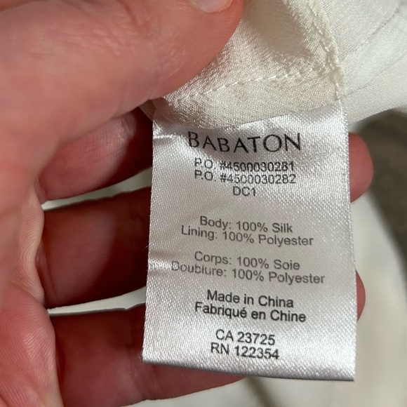 Aritzia Babaton Blythe Mini Dress Silk Off White sleeveless smocked waist XXS - Picture 13 of 15